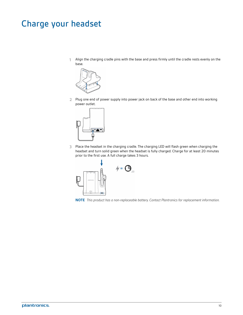 Charge your headset | Plantronics Savi W730 User Manual | Page 10 / 36