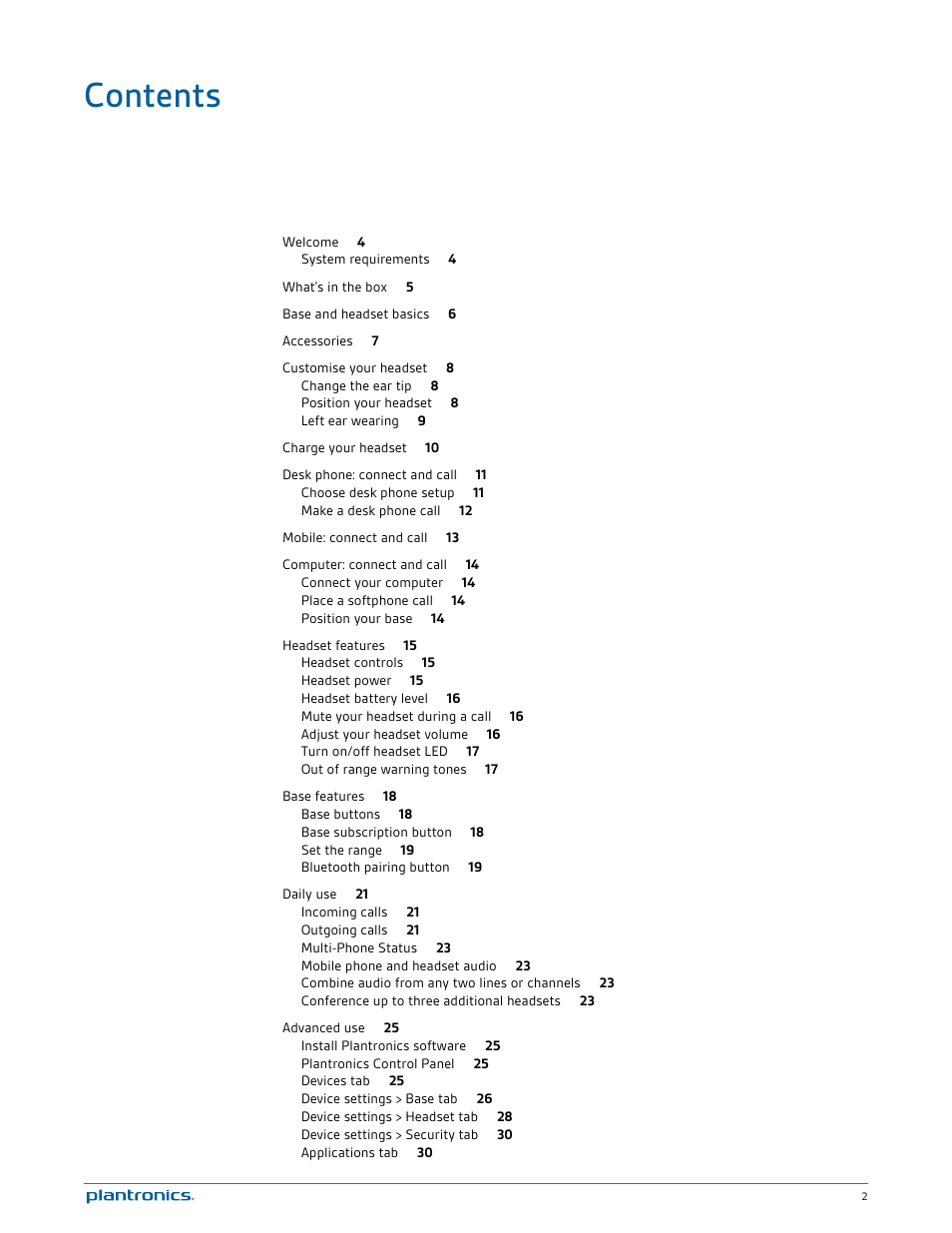 Plantronics Savi W730 User Manual | Page 2 / 36