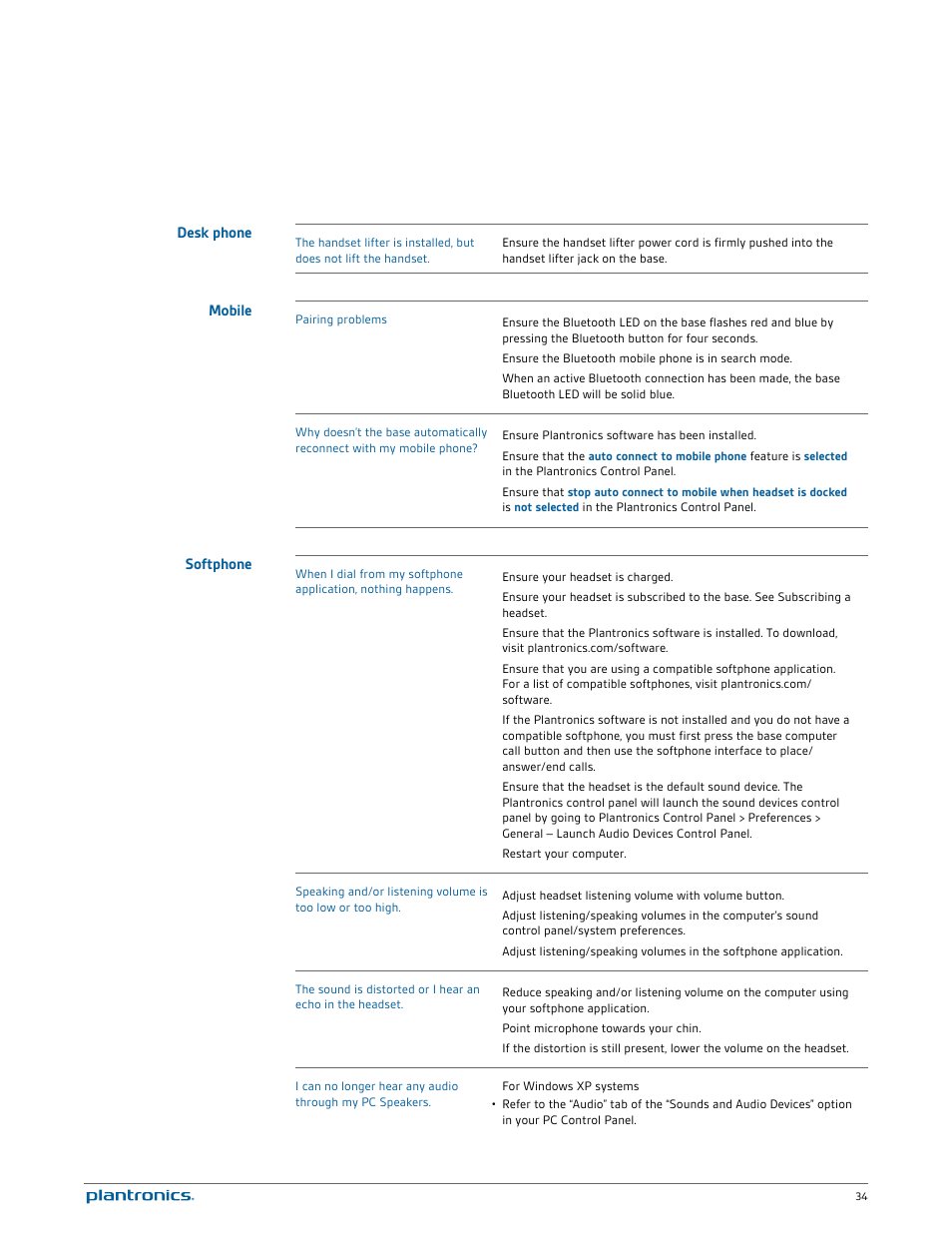 Desk phone, Mobile, Softphone | Plantronics Savi W730 User Manual | Page 34 / 36