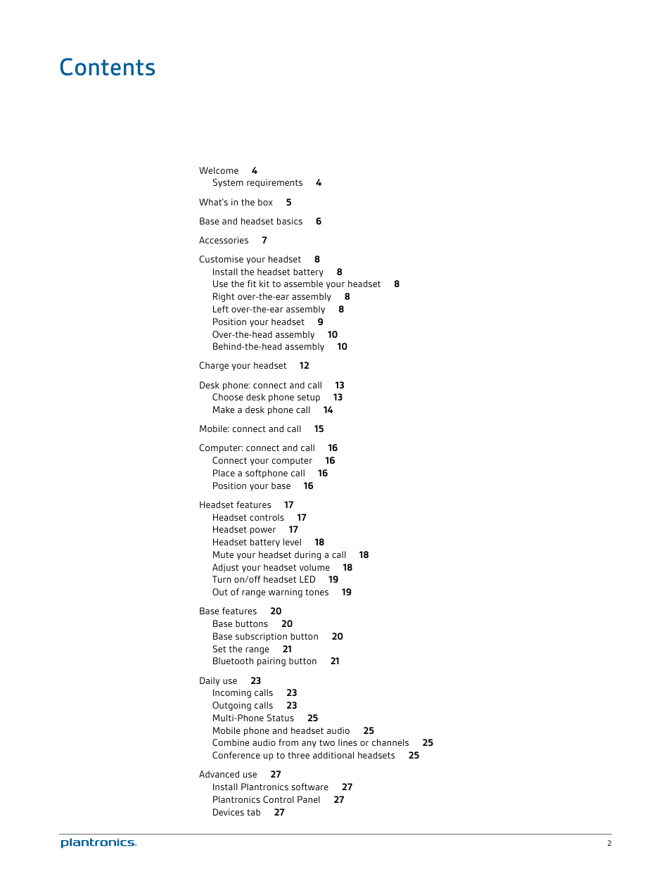 Plantronics Savi W740 User Manual | Page 2 / 38