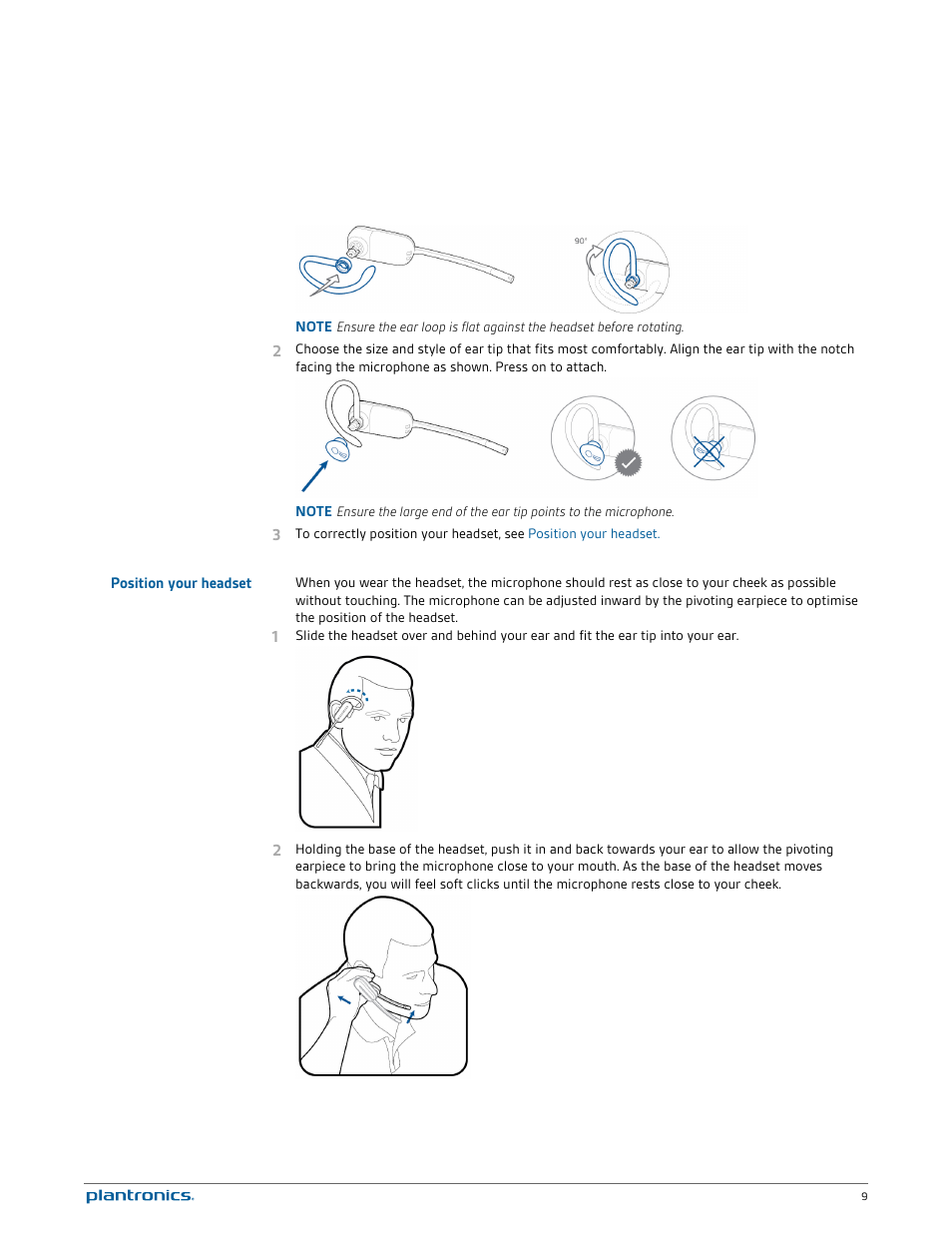 Position your headset | Plantronics Savi W740 User Manual | Page 9 / 38