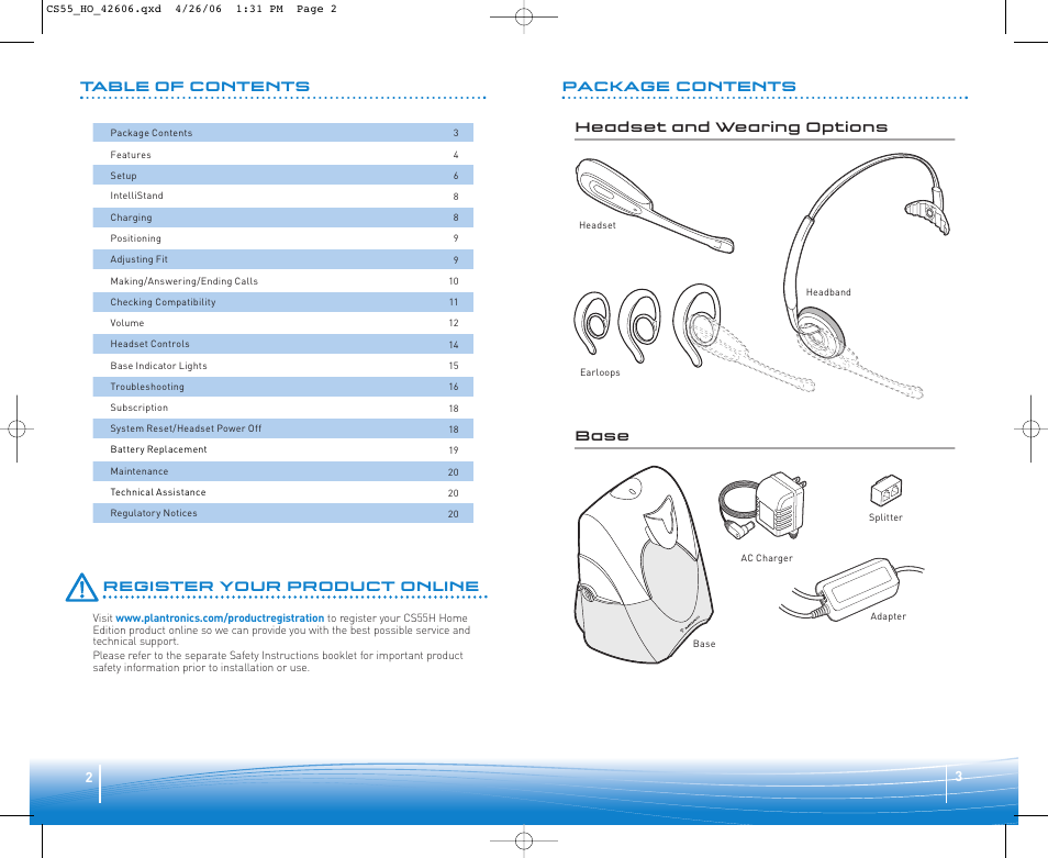 Plantronics CS55H User Manual | Page 2 / 11