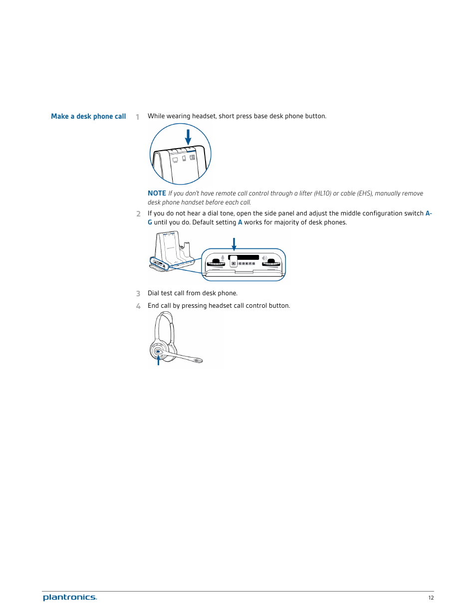 Make a desk phone call | Plantronics Savi W720 User Manual | Page 12 / 36