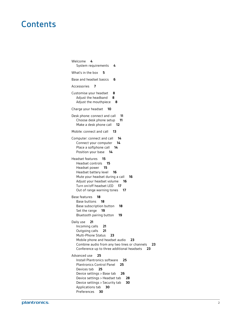 Plantronics Savi W720 User Manual | Page 2 / 36