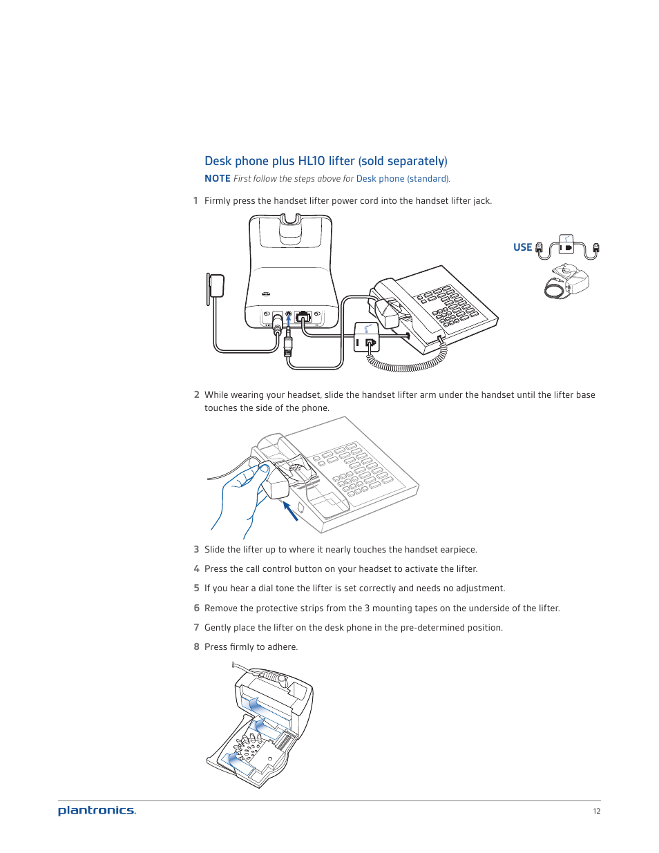 Desk phone plus hl10 lifter (sold separately) | Plantronics CS530 User Manual | Page 12 / 22