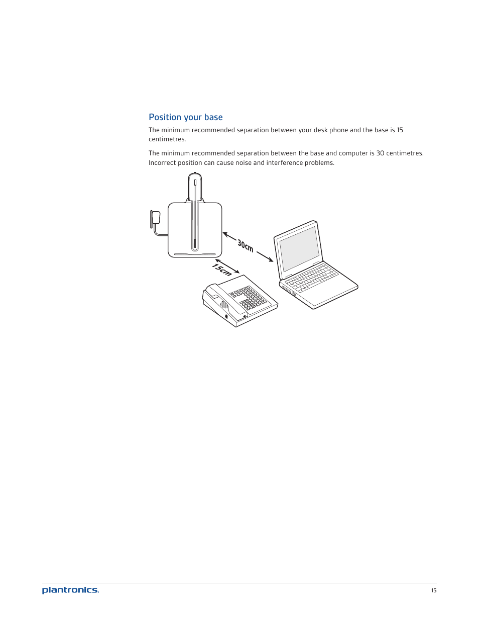 Position your base | Plantronics CS530 User Manual | Page 15 / 22