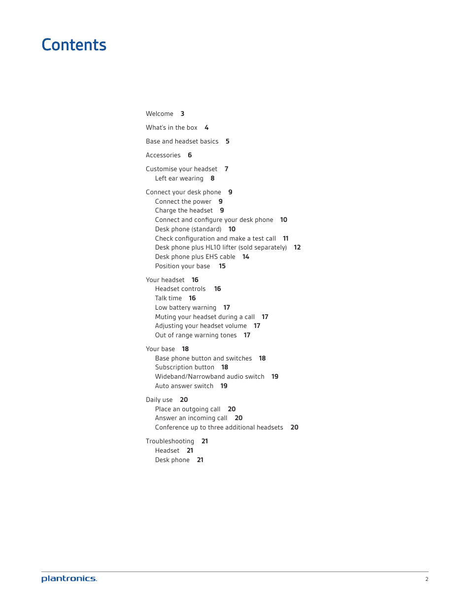 Plantronics CS530 User Manual | Page 2 / 22