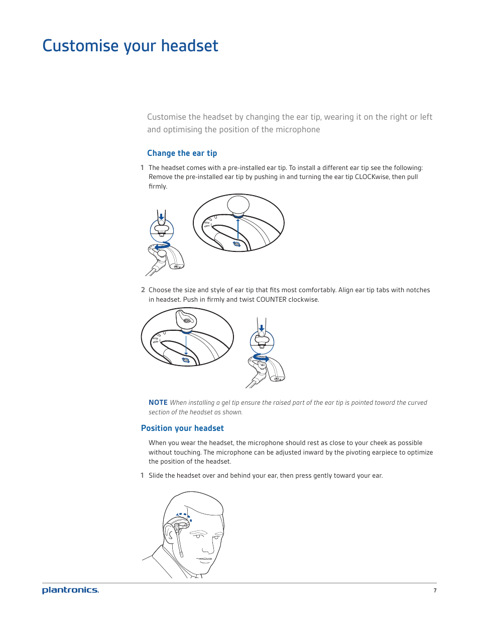 Customise your headset | Plantronics CS530 User Manual | Page 7 / 22