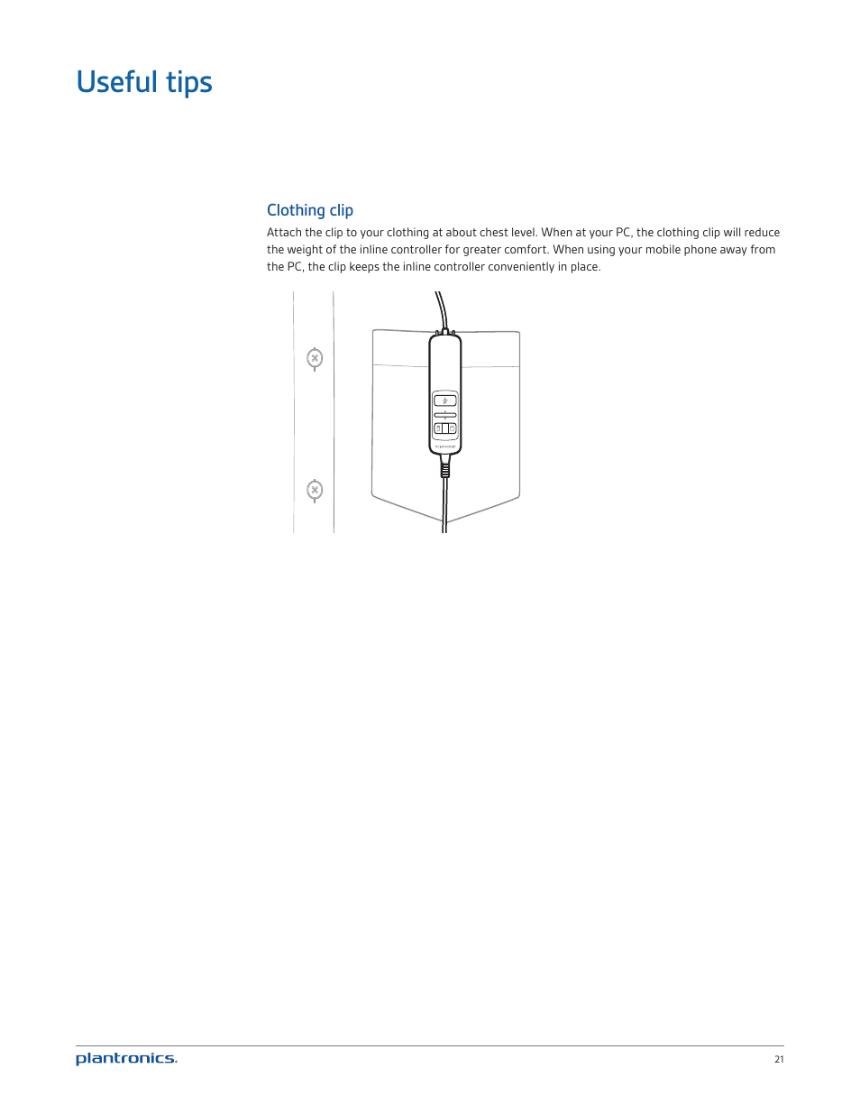 Useful tips | Plantronics Blackwire C720 User Manual | Page 21 / 23