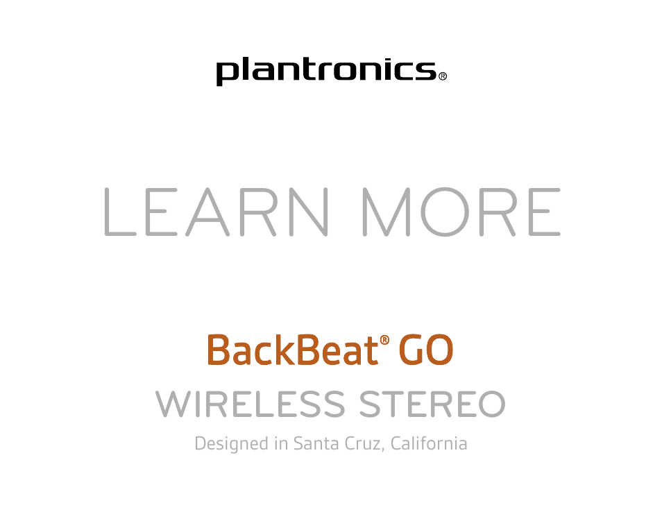 Plantronics BackBeat GO User Manual | 9 pages