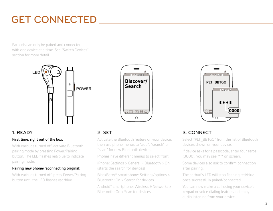 Get connected | Plantronics BackBeat GO User Manual | Page 3 / 9