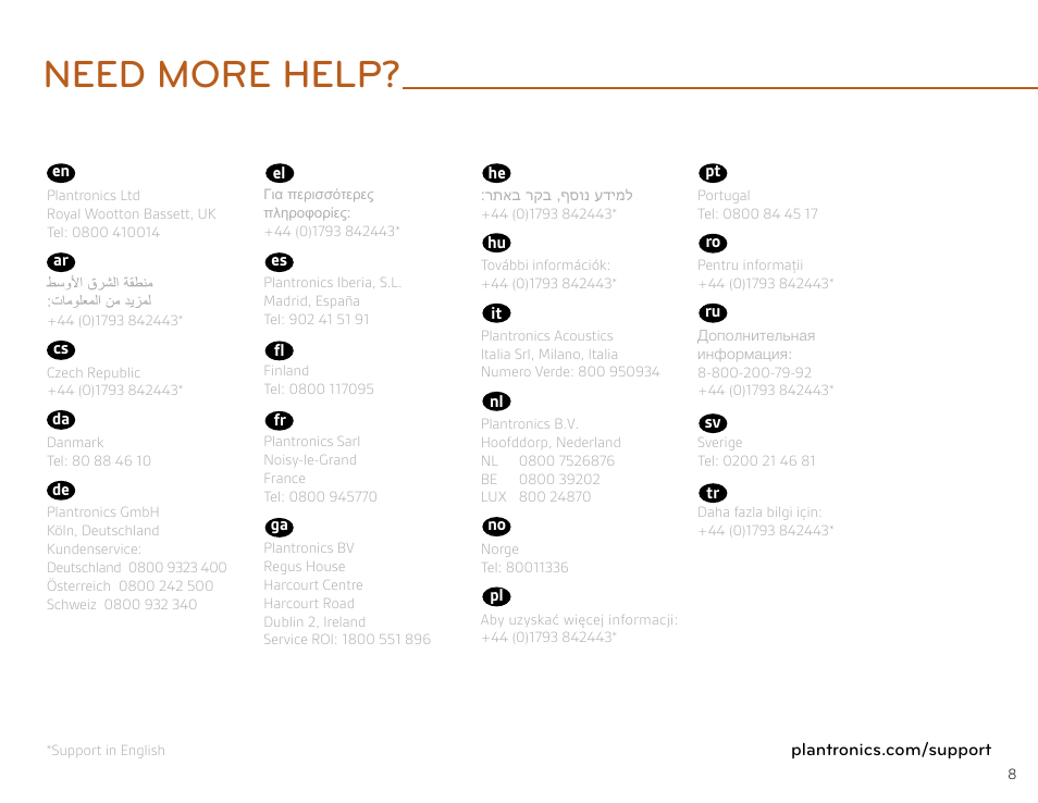 Need more help | Plantronics BackBeat GO User Manual | Page 8 / 9