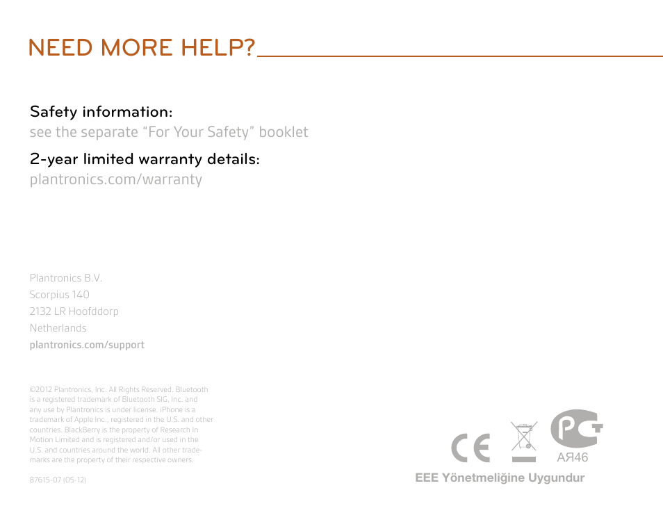 Need more help | Plantronics BackBeat GO User Manual | Page 9 / 9