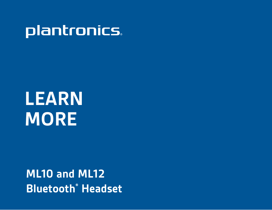 Plantronics ML12 User Manual | 8 pages