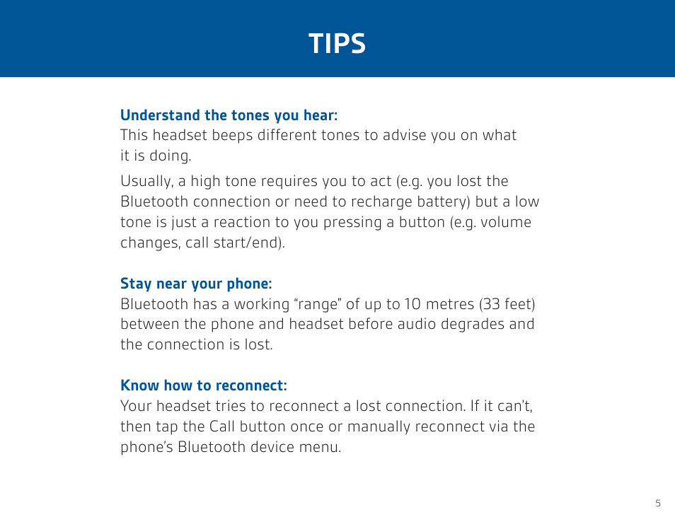 Tips | Plantronics ML12 User Manual | Page 5 / 8