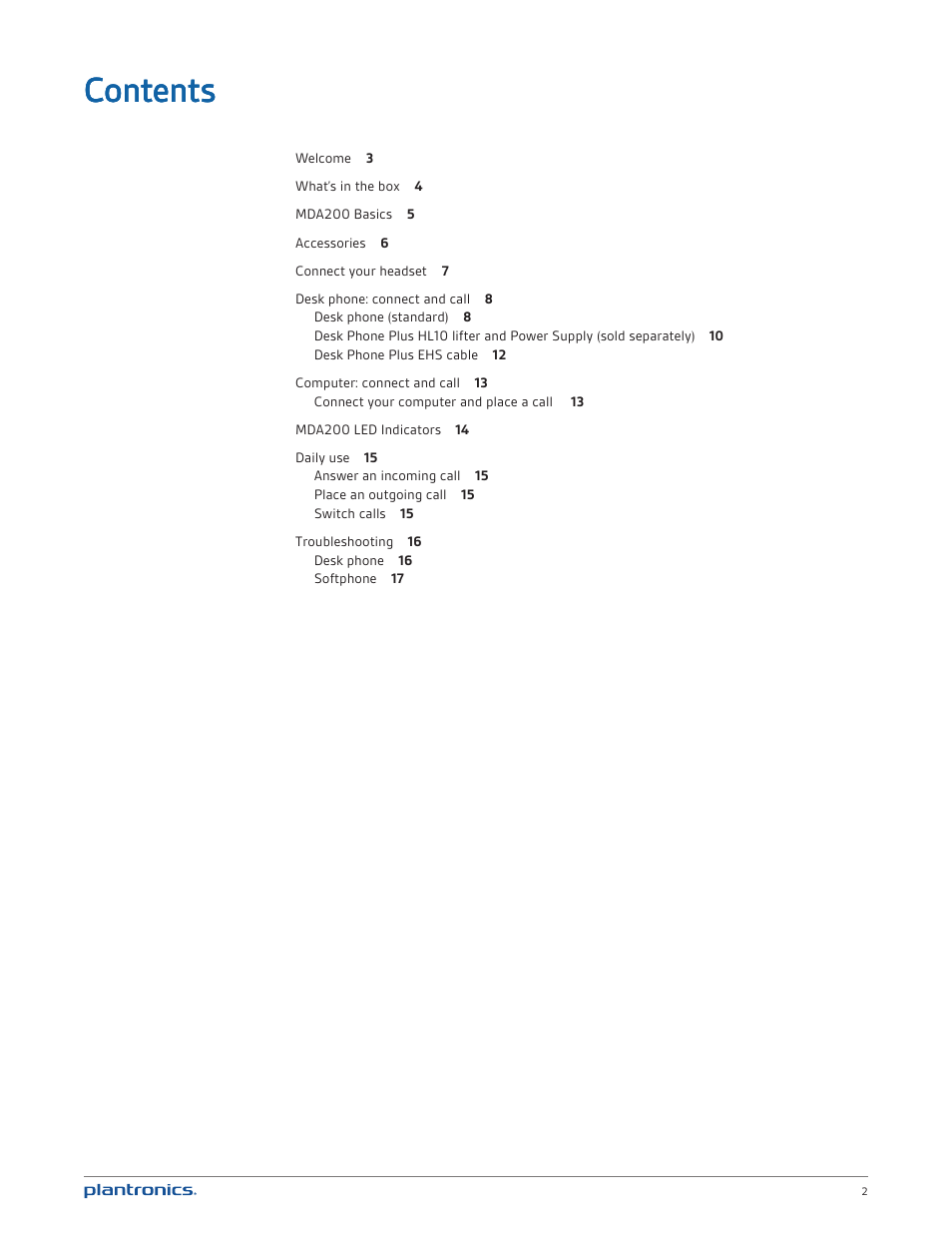 Plantronics MDA200 User Manual | Page 2 / 18