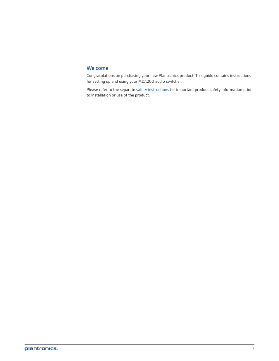 Welcome | Plantronics MDA200 User Manual | Page 3 / 18