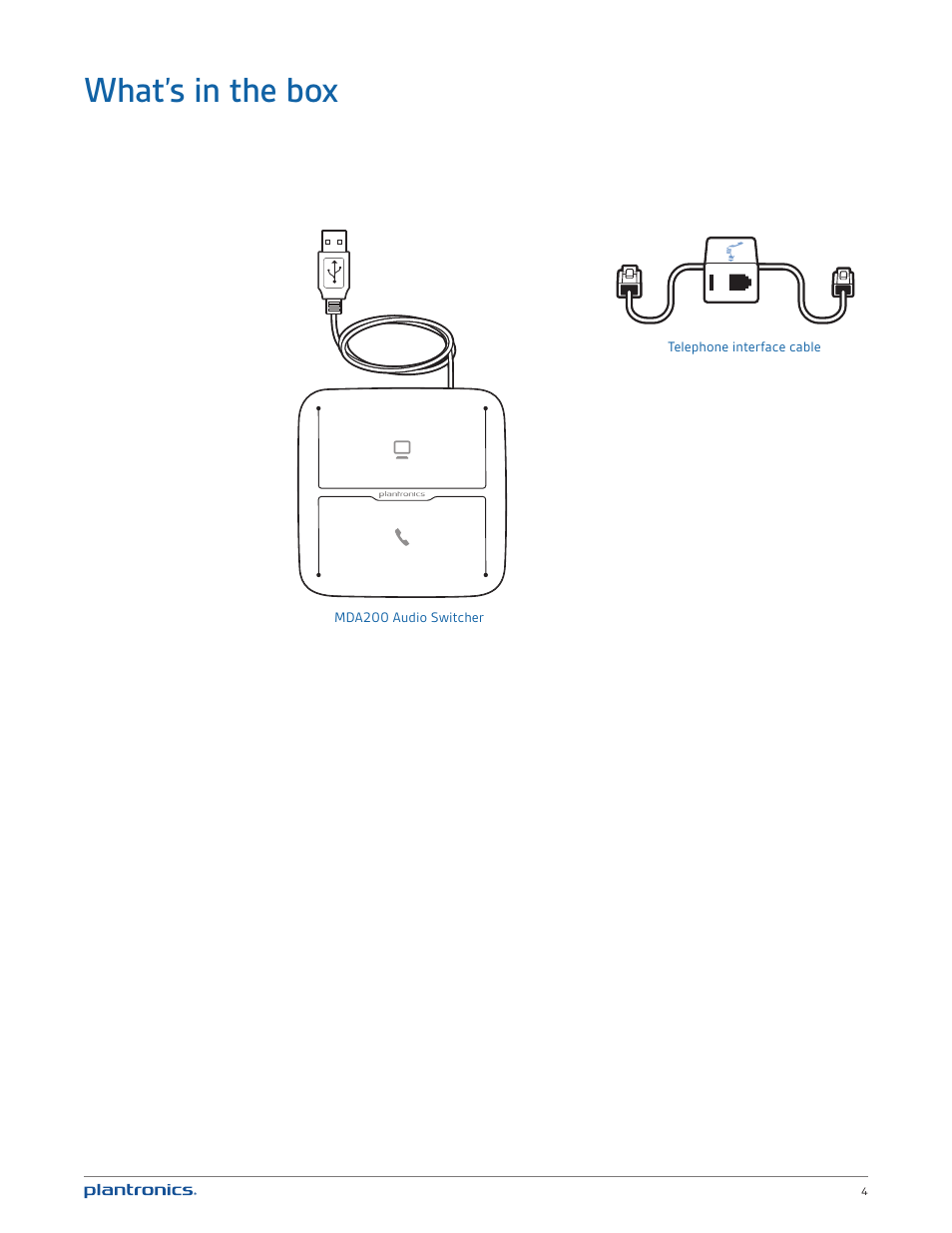 What’s in the box | Plantronics MDA200 User Manual | Page 4 / 18