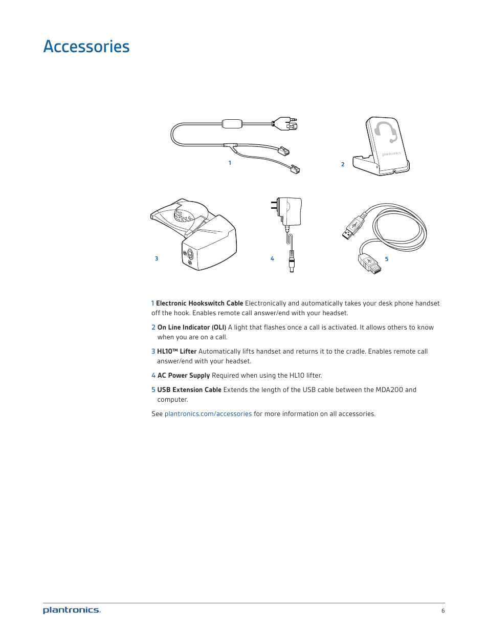 Accessories | Plantronics MDA200 User Manual | Page 6 / 18