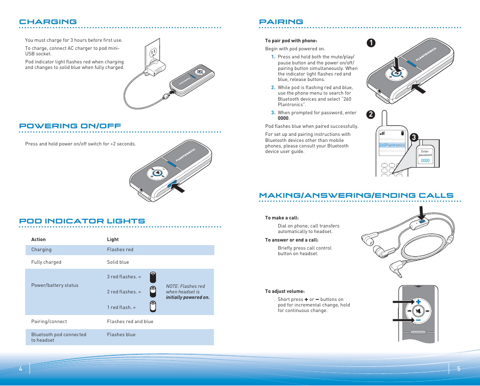 Plantronics Pulsar 260 Stereo Bluetooth headset User Manual | Page 3 / 7