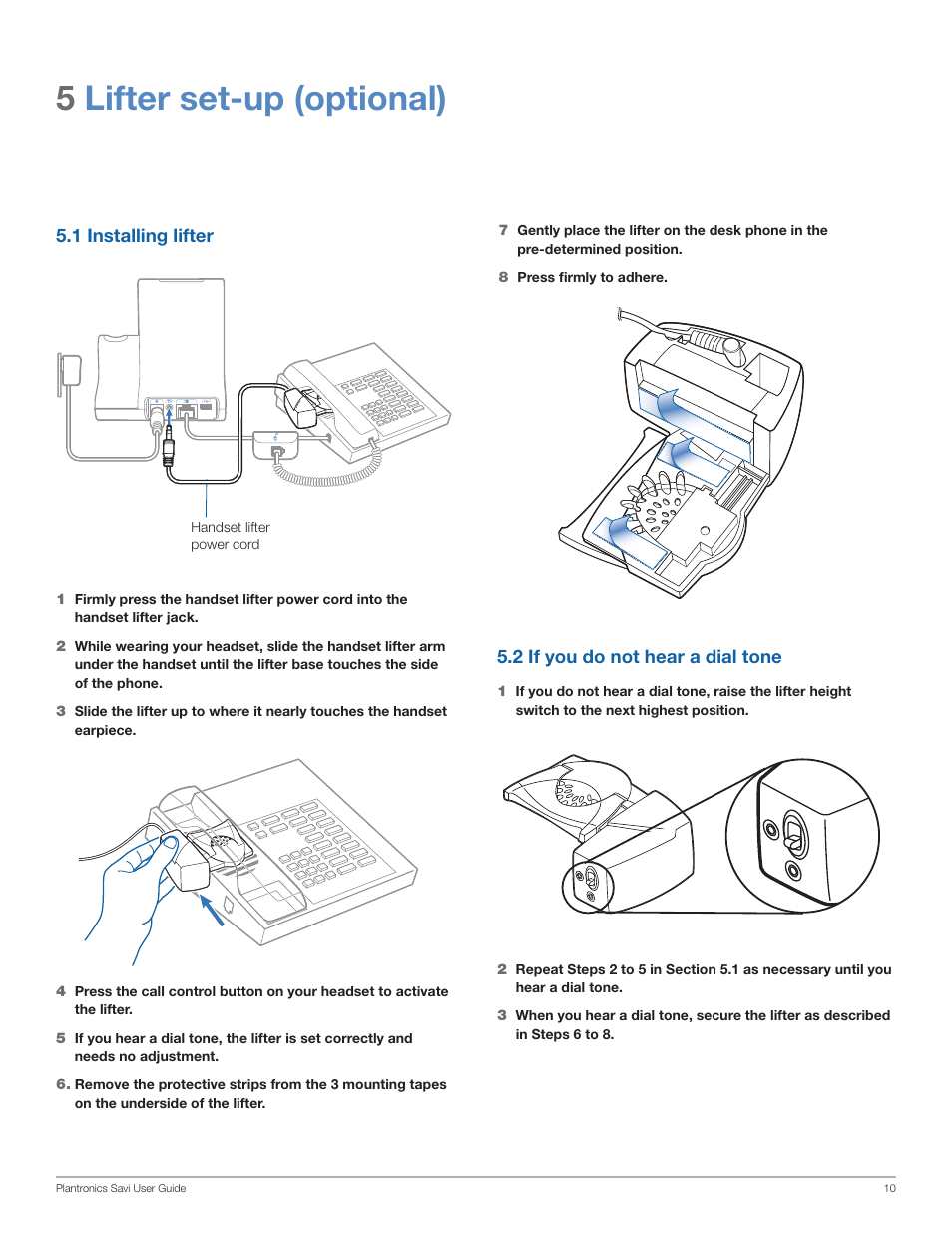 5lifter set-up (optional) | Plantronics Savi Office WO200 User Manual | Page 10 / 28