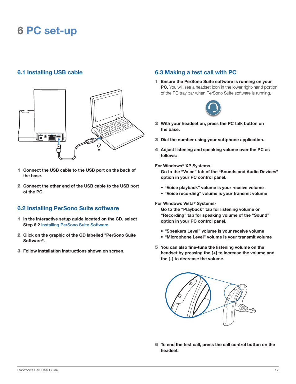 6pc set-up | Plantronics Savi Office WO200 User Manual | Page 12 / 28