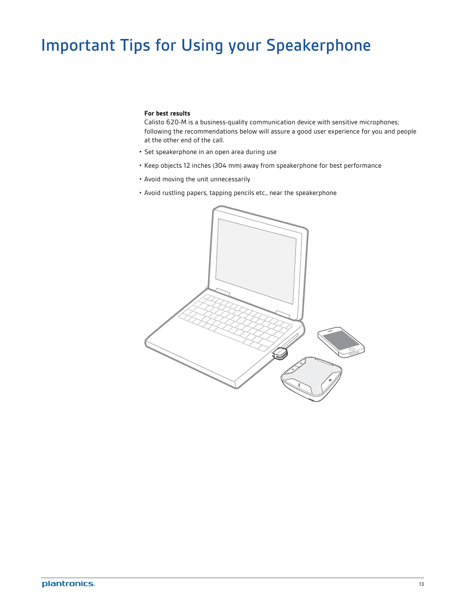 Important tips for using your speakerphone | Plantronics Calisto 620-M User Manual | Page 13 / 19