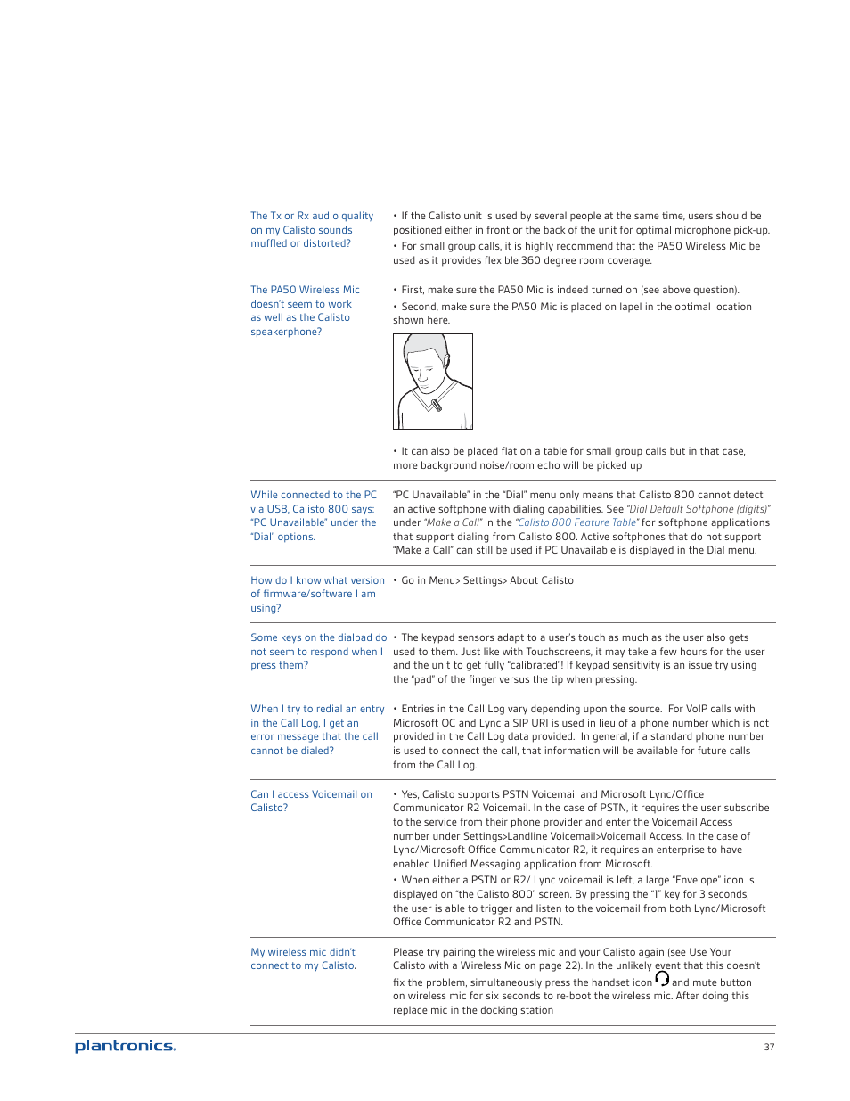 Plantronics Calisto 835 User Manual | Page 37 / 39