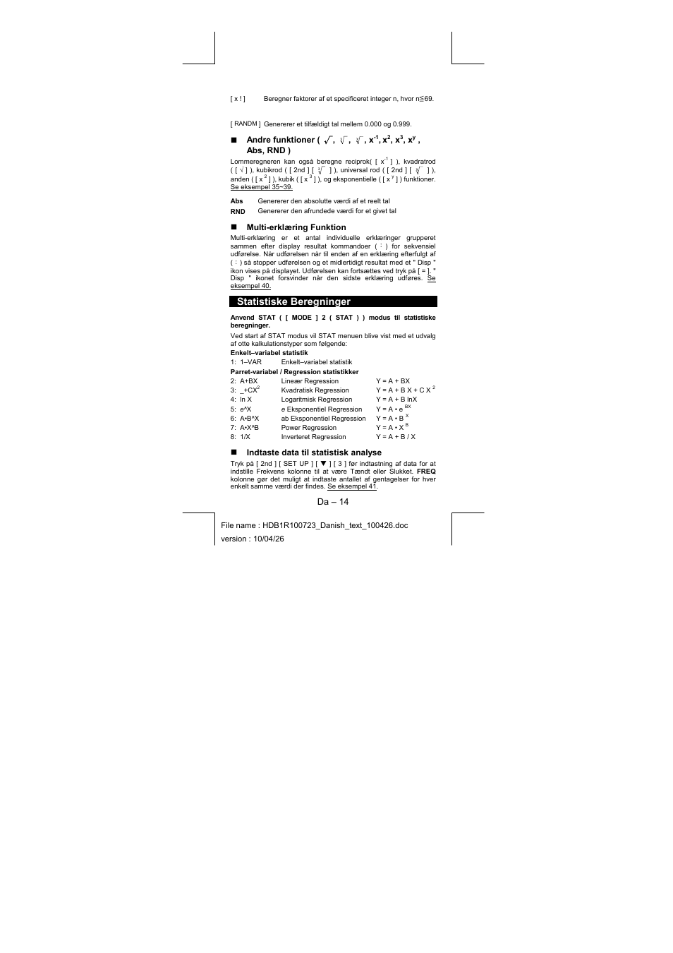 Statistiske beregninger | CITIZEN SR-270XPU User Manual | Page 16 / 125