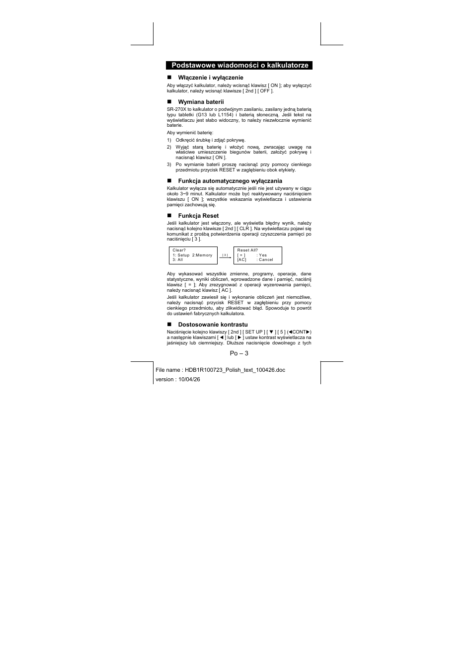 Podstawowe wiadomości o kalkulatorze | CITIZEN SR-270XPU User Manual | Page 40 / 125