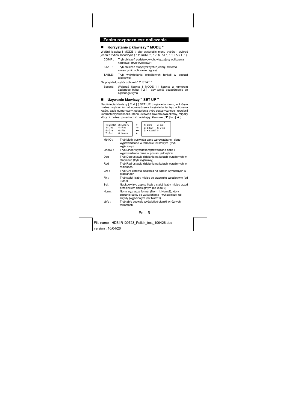 Zanim rozpoczniesz obliczenia | CITIZEN SR-270XPU User Manual | Page 42 / 125