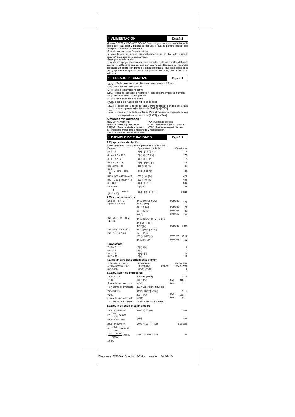 CITIZEN CDC-80VRD User Manual | Page 3 / 16