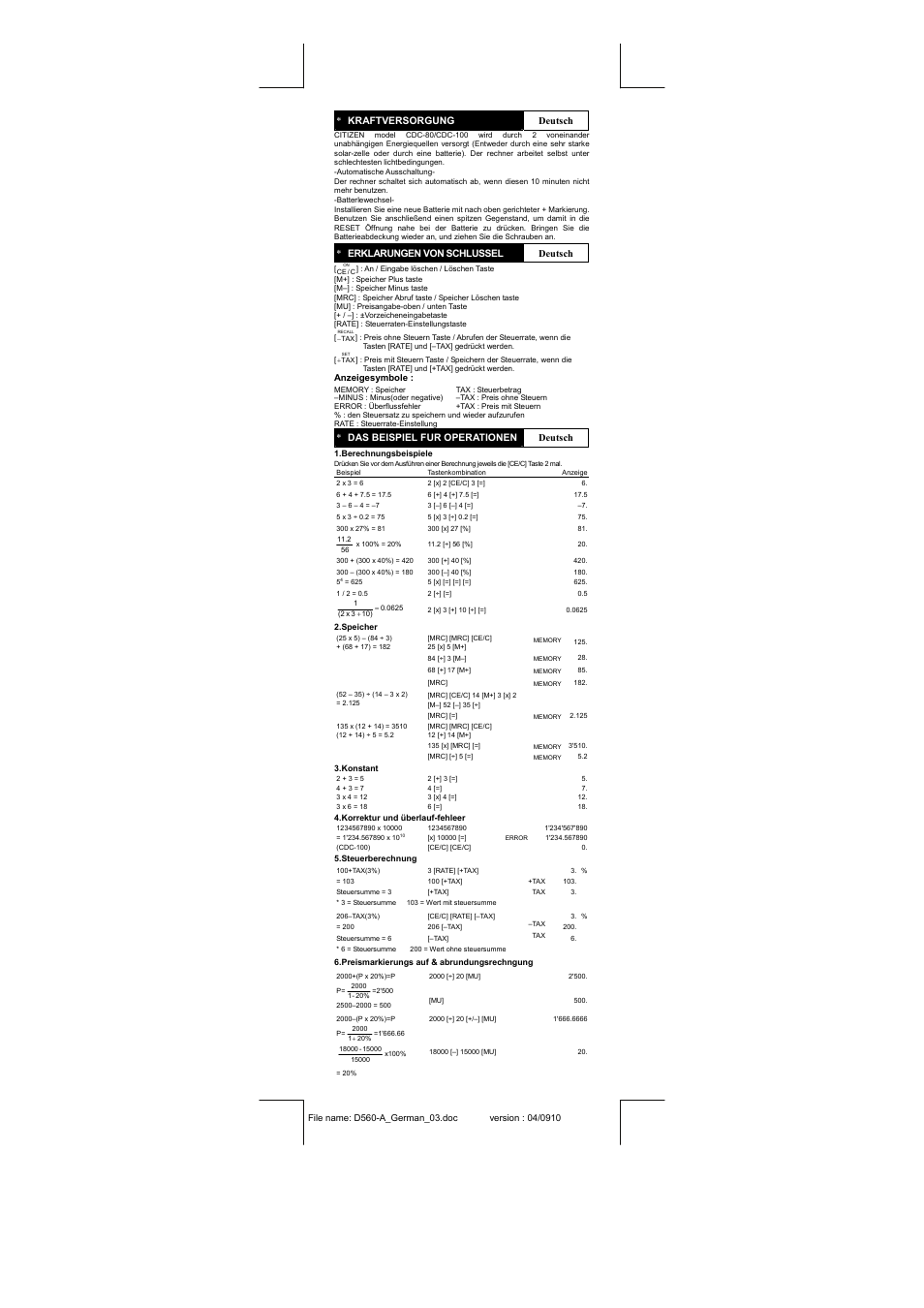 CITIZEN CDC-80VRD User Manual | Page 5 / 16