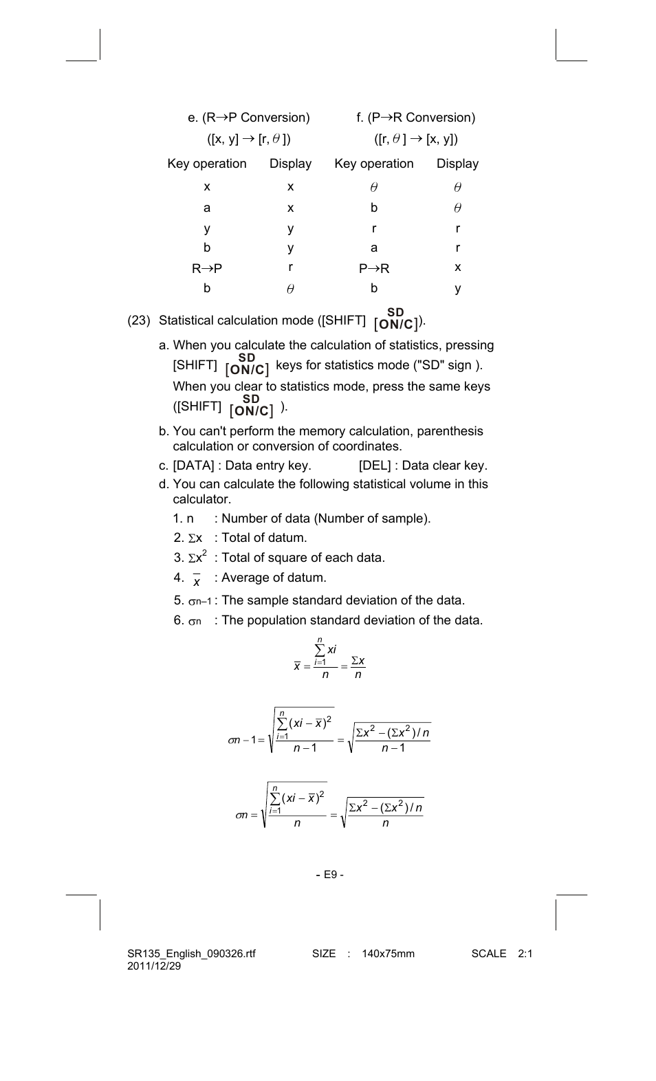 CITIZEN SR-135FRD User Manual | Page 10 / 111