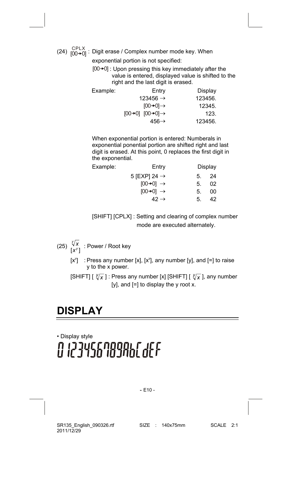 Display | CITIZEN SR-135FRD User Manual | Page 11 / 111