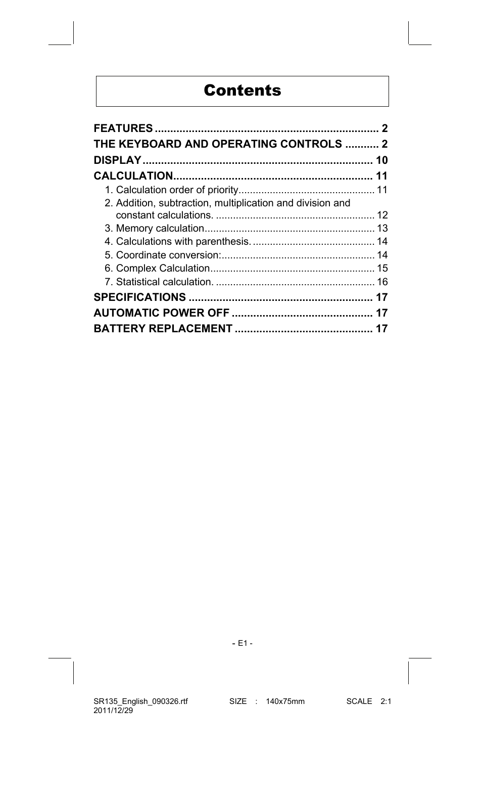 CITIZEN SR-135FRD User Manual | Page 2 / 111