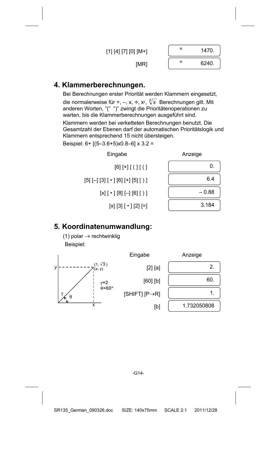 Klammerberechnungen, Koordinatenumwandlung | CITIZEN SR-135FRD User Manual | Page 51 / 111