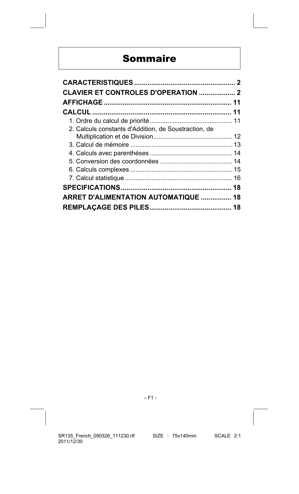 Sommaire | CITIZEN SR-135FRD User Manual | Page 56 / 111