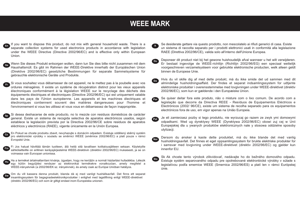 Weee mark | CITIZEN 520-DPA User Manual | Page 78 / 79