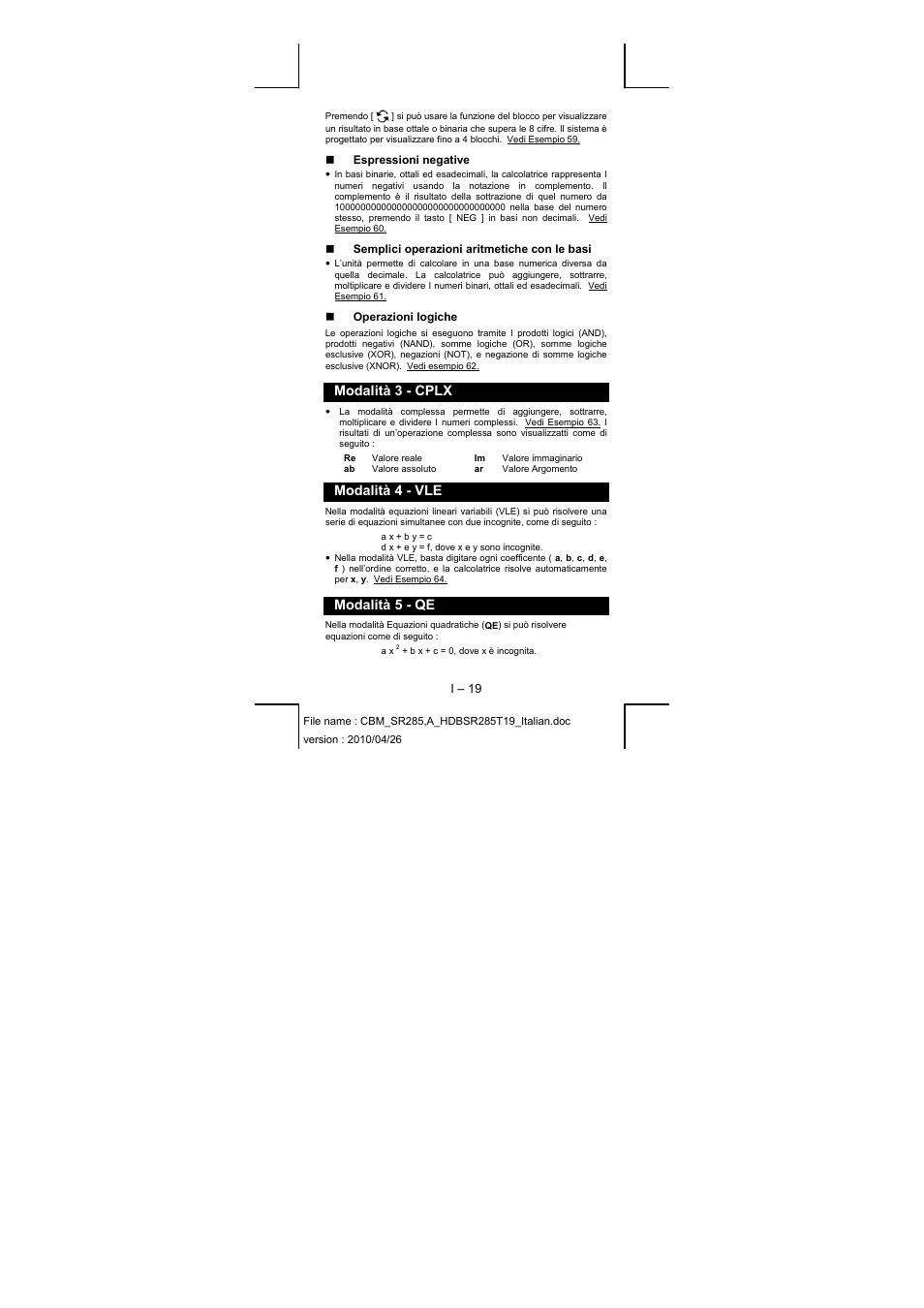 Modalità 3 - cplx, Modalità 4 - vle, Modalità 5 - qe | CITIZEN SRP-285N User Manual | Page 121 / 247