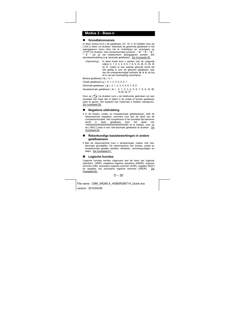 Modus 2 - base-n | CITIZEN SRP-285N User Manual | Page 142 / 247