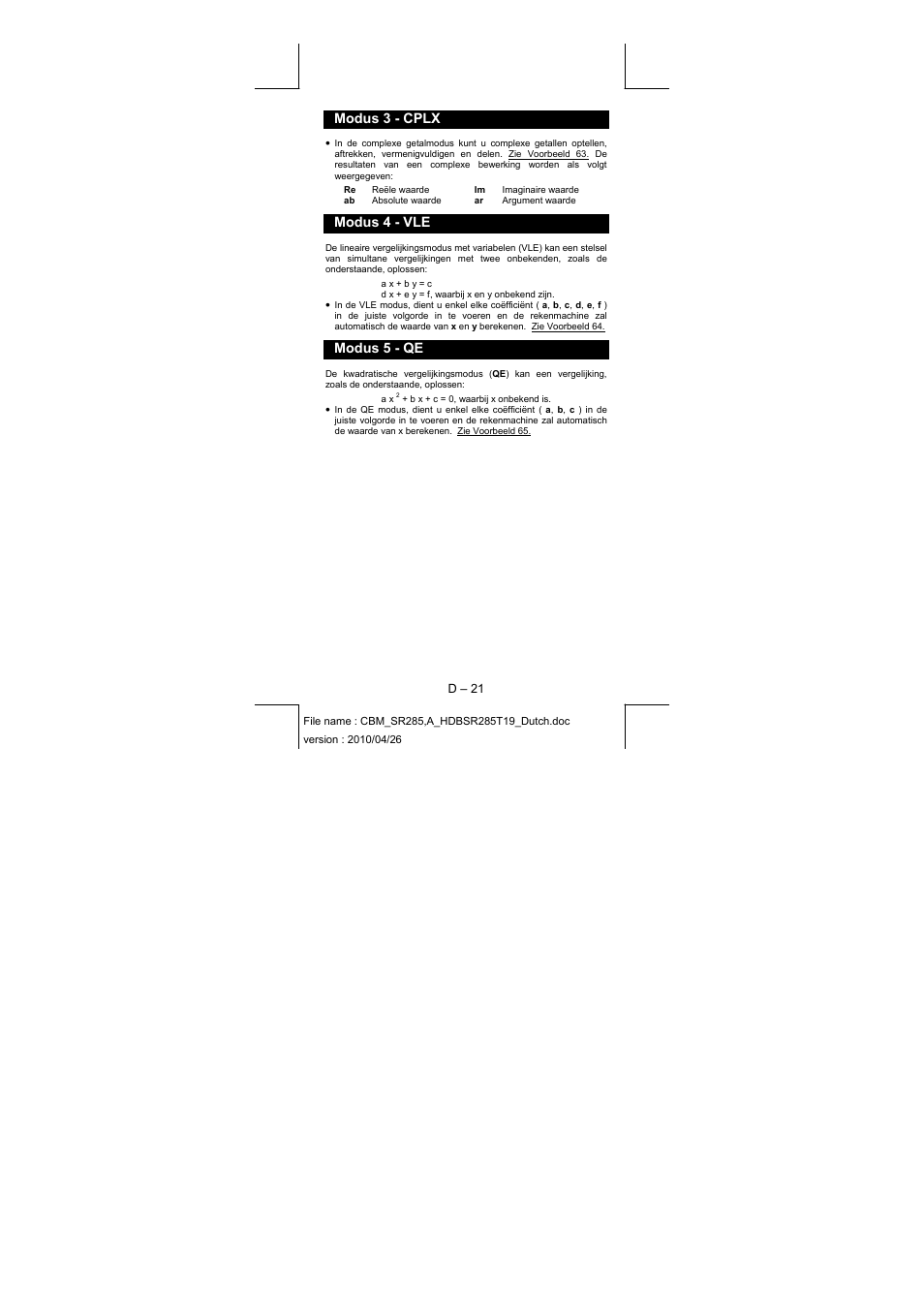 Modus 3 - cplx, Modus 4 - vle, Modus 5 - qe | CITIZEN SRP-285N User Manual | Page 143 / 247