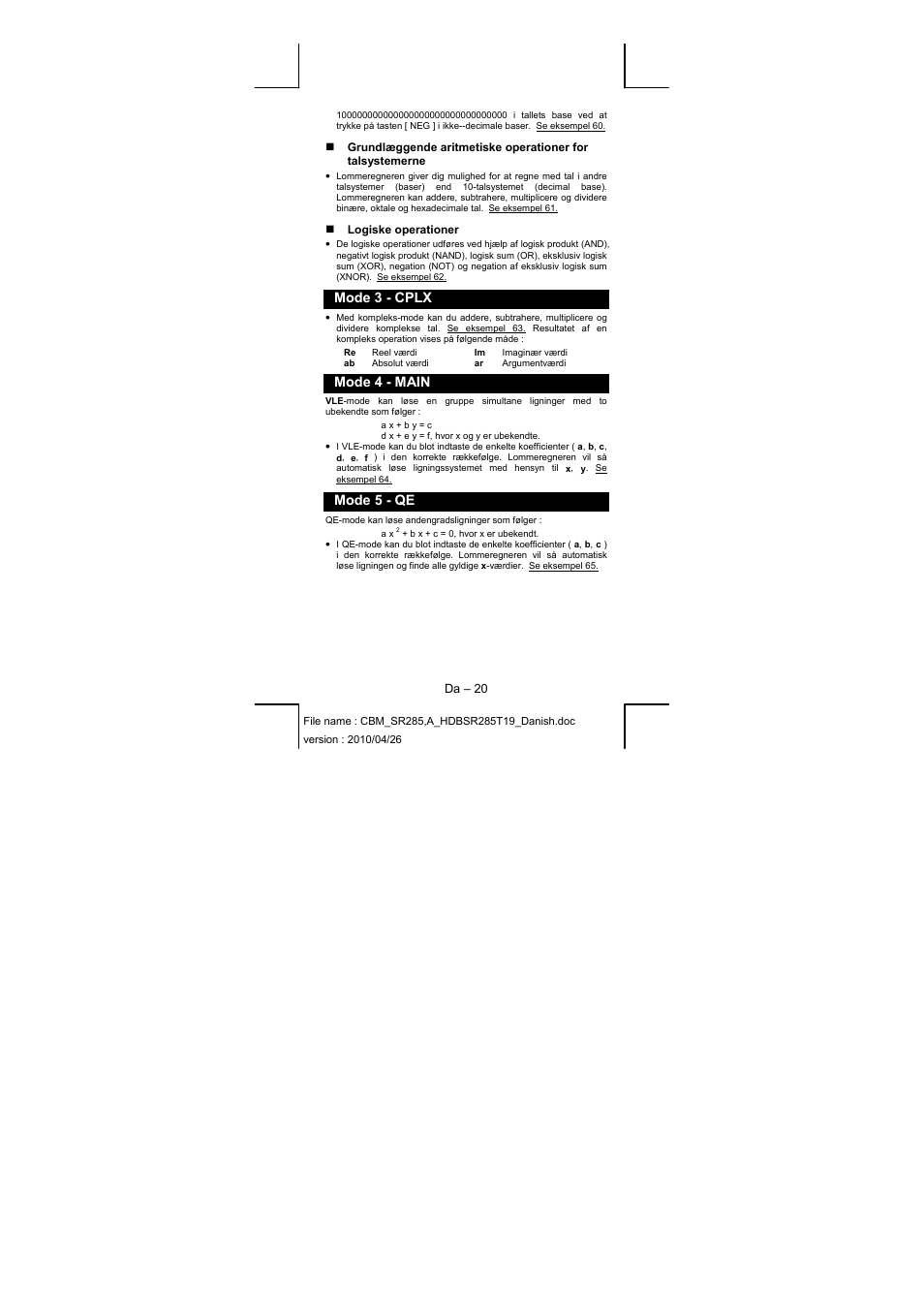 Mode 3 - cplx, Mode 4 - main, Mode 5 - qe | CITIZEN SRP-285N User Manual | Page 163 / 247