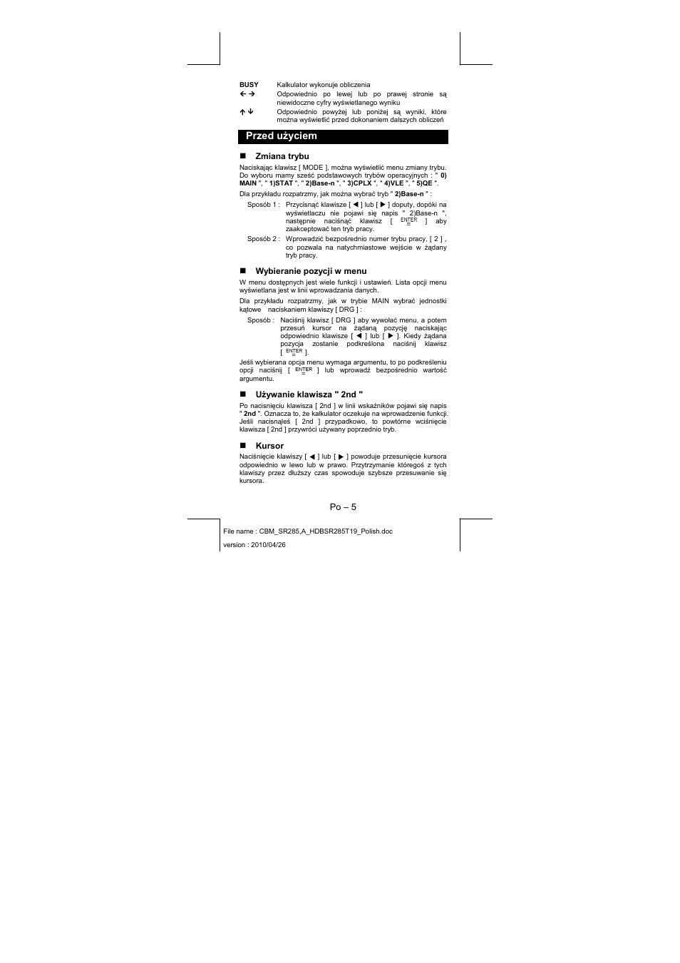 Przed użyciem | CITIZEN SRP-285N User Manual | Page 189 / 247