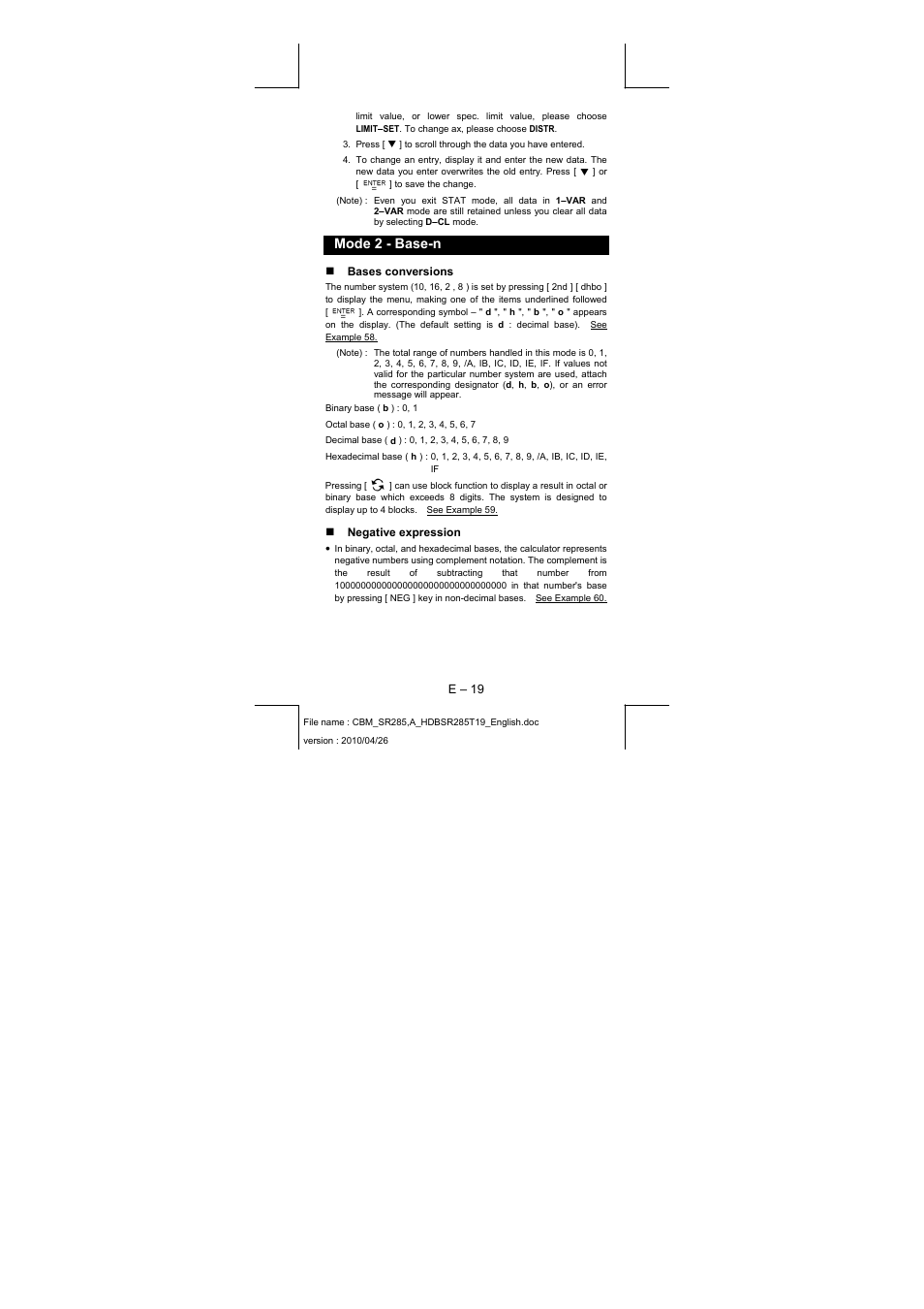 Mode 2 - base-n | CITIZEN SRP-285N User Manual | Page 20 / 247