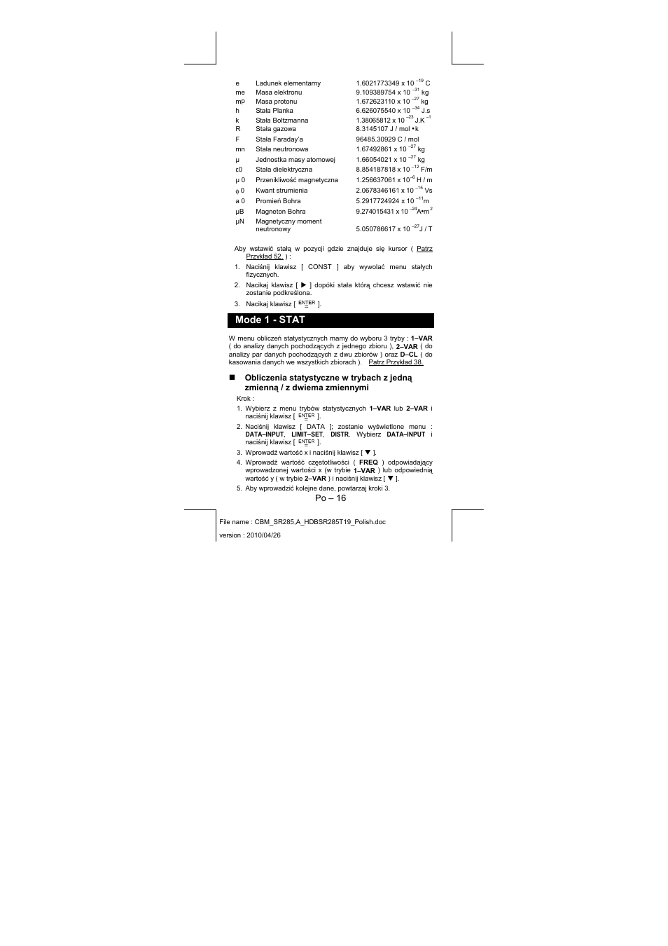 Mode 1 - stat | CITIZEN SRP-285N User Manual | Page 200 / 247