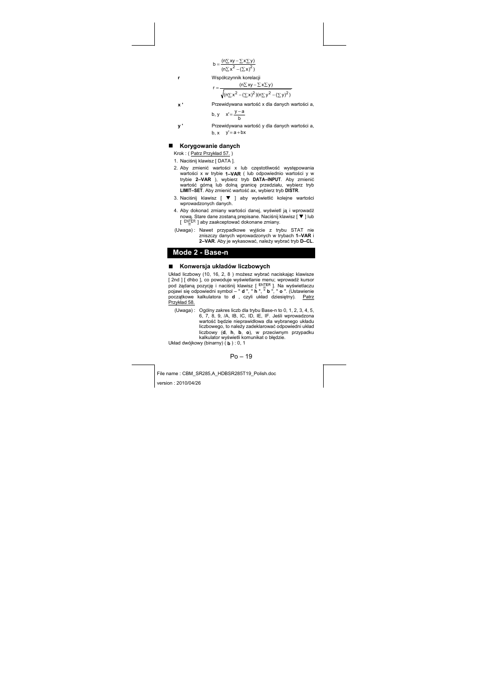 Mode 2 - base-n | CITIZEN SRP-285N User Manual | Page 203 / 247