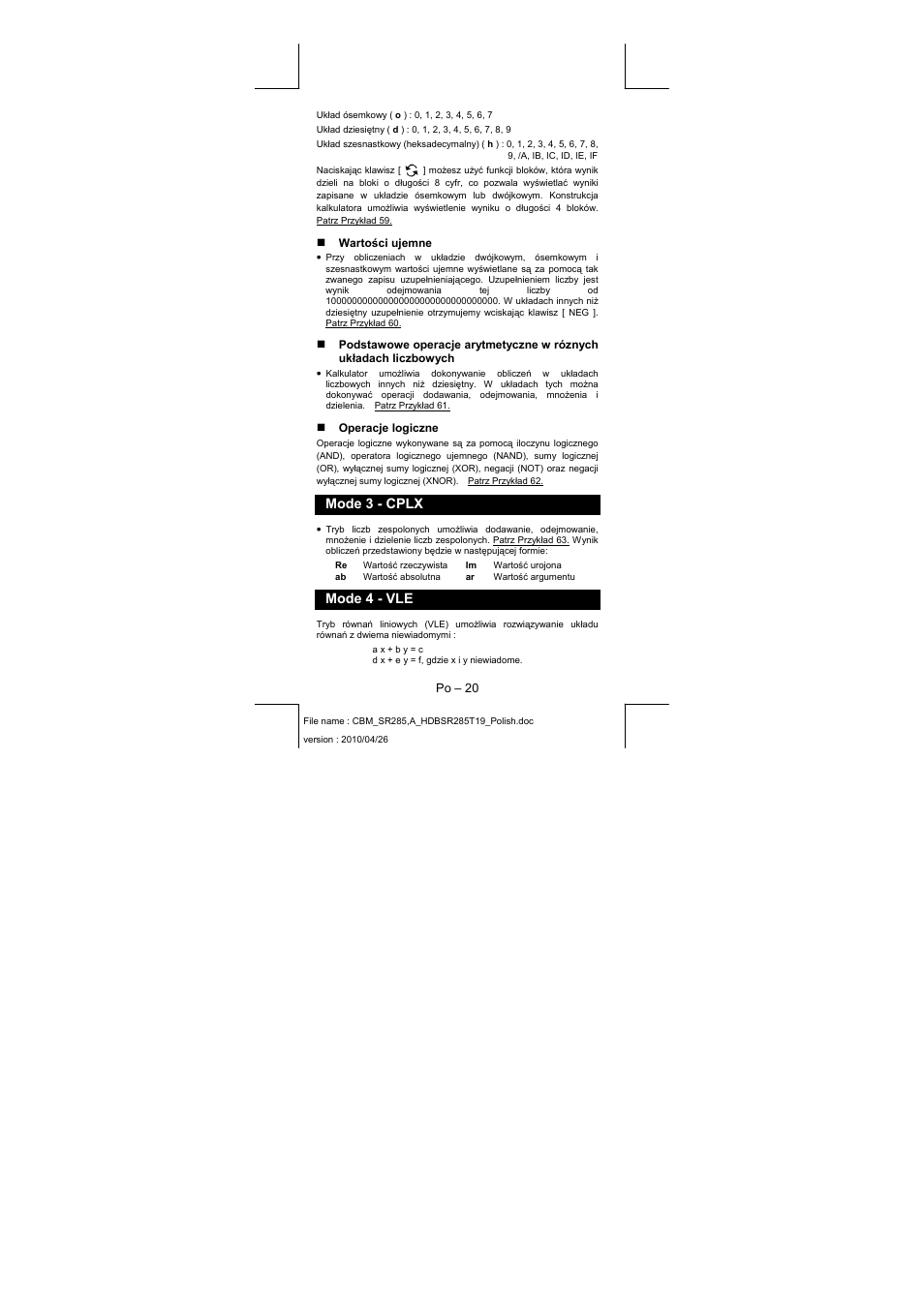 Mode 3 - cplx, Mode 4 - vle | CITIZEN SRP-285N User Manual | Page 204 / 247