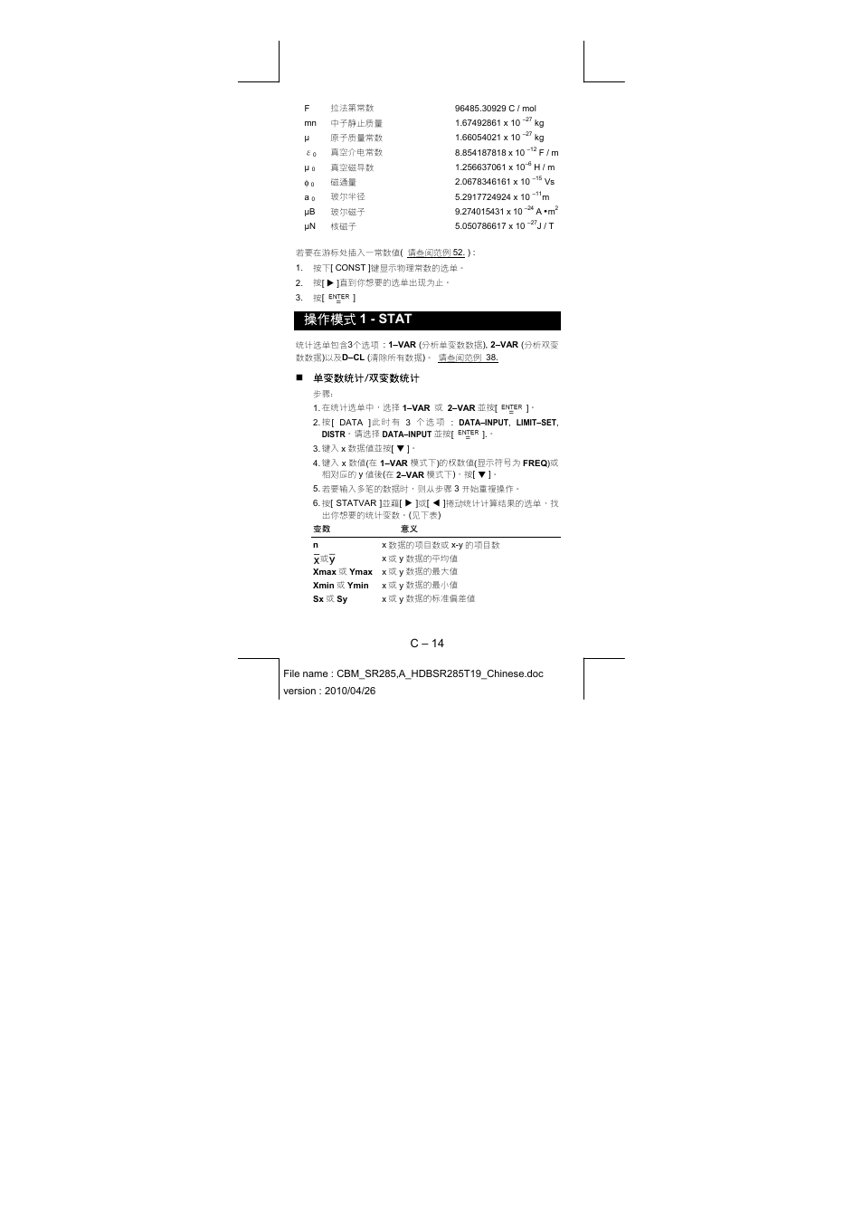 操作模式 1 - stat | CITIZEN SRP-285N User Manual | Page 240 / 247