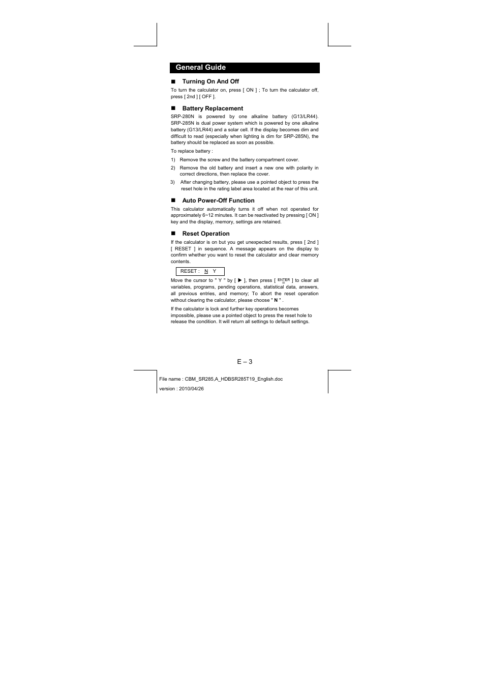 General guide | CITIZEN SRP-285N User Manual | Page 4 / 247